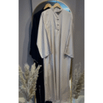 Elegant High-Neck Jubbah/Abaya with Mandarin Collar and Embroidered Detail